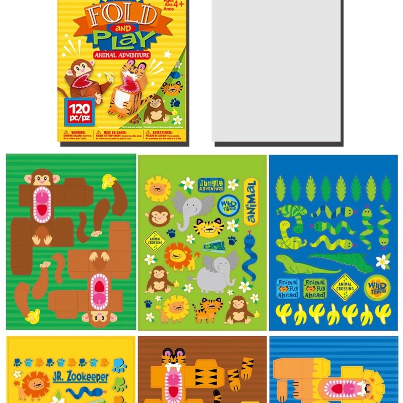 Children Fold Play 3D Stickers Books Toys DIY Kids Craft Cartoon Animal Origami Handcraft Paper Kids Learning Books