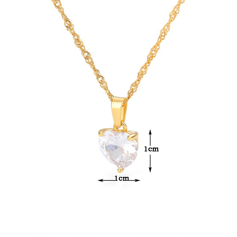 Heart Necklaces for Women Stainless Steel Gold Zircon Chain Heart Lover Necklace Clavicle Choker Valentine Jewelry