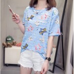 Oversize TShirt Summer Women's Casual Short-sleeved T-shirt Printing Cotton Tops Loose Large Size Leisure Tees L 4XL