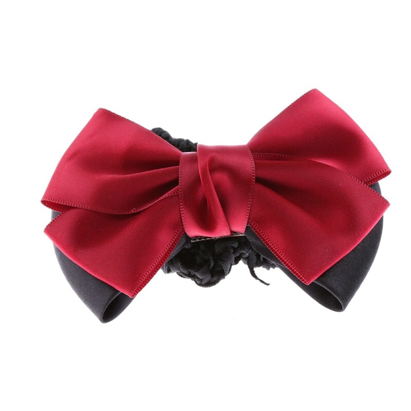 Satin Bow Barrette Stylish Floral Lace Official Lady Hair Clip Cover Net Tulle Bowknot Bun Snood Women Hairgrip Headband
