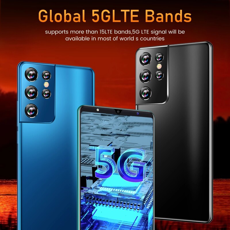 Original S21 Ultra 6.1 Inch 5G Phones 16G+512G 48MP 5000mAh Android 10 Smartphone MTK6889 11-Core Face Fingerprint ID