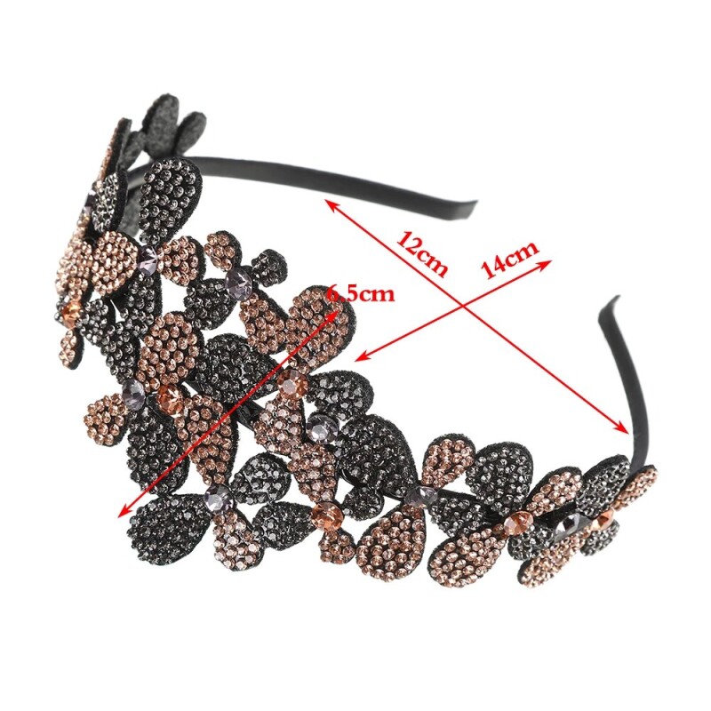 Baroque Wide Flower Crystal Hair Bands For Women Rhinestone Headband Vintage Hair Hoop Bow Elasticity Hairbands