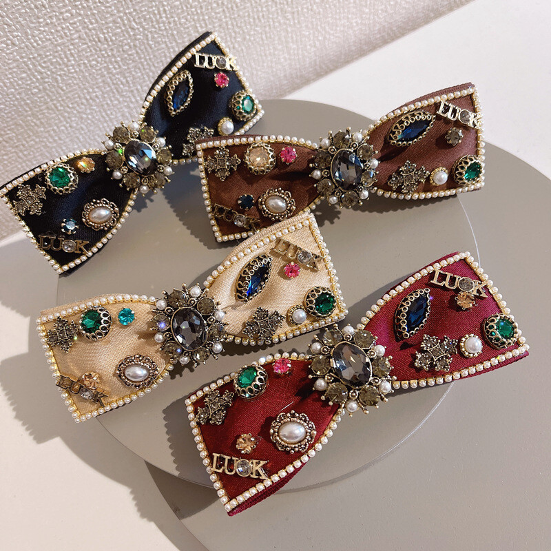 Rhinestone Crystal Bow Barrettes For Gilrs Korea Hair Accessories Hair Clips For Women Hairpin Hair Bows Headband