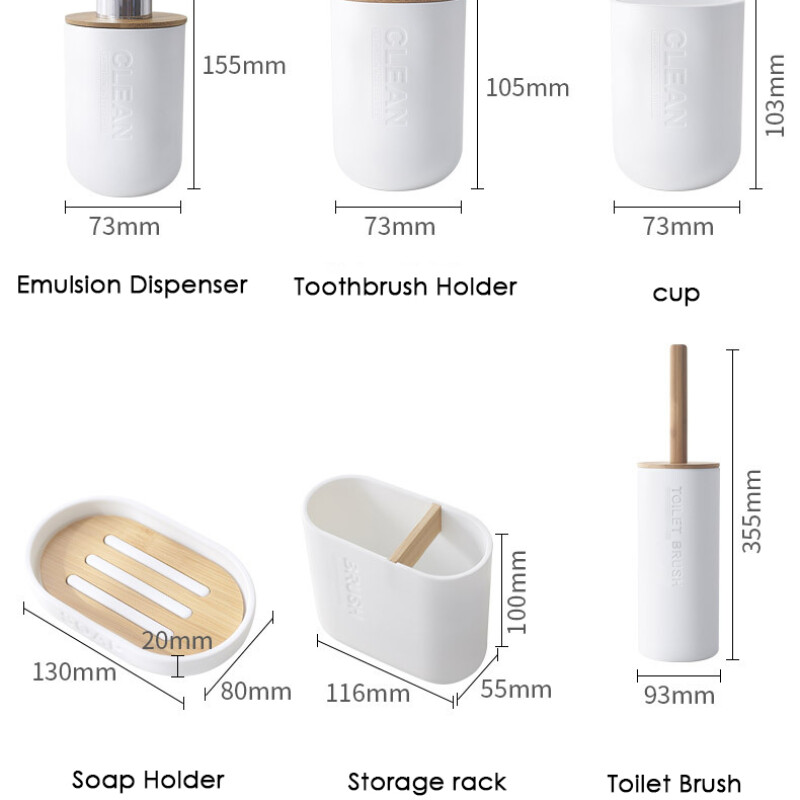 Bathroom Set Toothbrush Holder Mouthwash Cup Toilet Brush Soap Dish Lotion Tumblerful Wash Rack Household/Hotel Bamboo