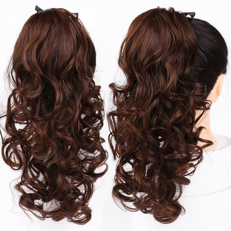 DIFEI Women's Synthetic Long Wavy Ponytail Clip in Hairpiece One Piece High Temperature Fiber Natural Wrap Around Hair