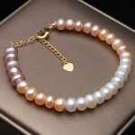 Real Natural Colorful white Pearl Bracelet Women Classic Freshwater Pearl Strand Bracelet Wedding Gift