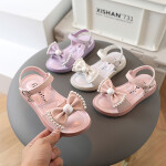 Children Sandals Girl 2022 Summer Kid Pink Butterfly Knot Light Kid Slippers Cute Pearl Flat Casual Girl 4-6 Year Prince