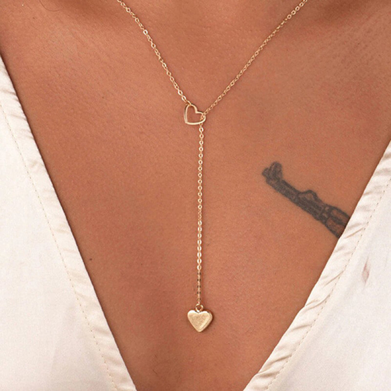 New Fashion Trendy Jewelry Copper Heart Chain Link Necklace Gift For Women Girl.