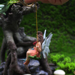 Romantic Couple Figurines Swing Flower Fairy Garden Micro Landscape Pendant Resin Craft Creative Scene Decoration