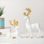 Abstract Gold Statues Christmas Reindeer Figurines Nordic Small Resin Sitting Standing Deer Statues for Home Office
