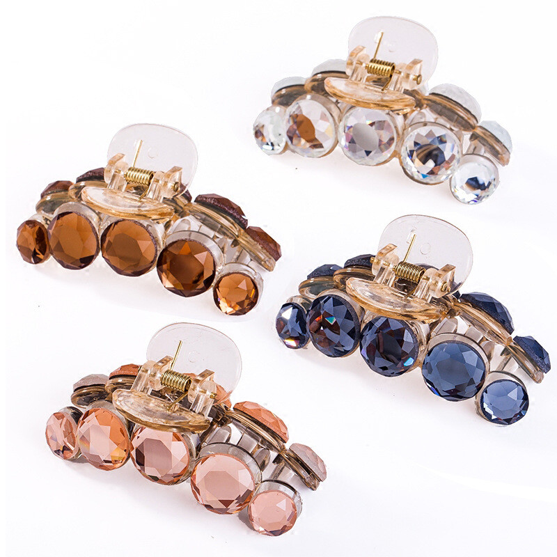 Elegance Crystal Pearl Hair Claws For Women Hair Accessories Flower Rhinestones Hairpins Handmade Hair Clips