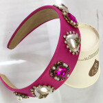 Baroque Rhinestone Headband Hairband for Women Girls Metal Bee Beads Flower Head Hair Accessories Baroque Rhinestone