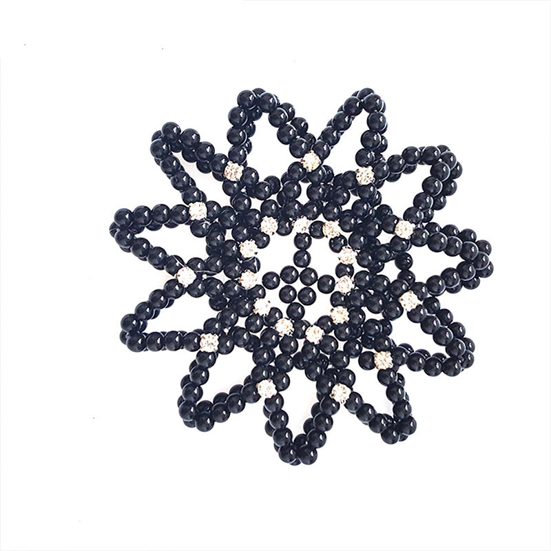 Crystal Hair Bun Covers Pearl Elastic Hair Net Ornament Crochet Handmade Hair Snood Ballet Dancing Snood Net Hair