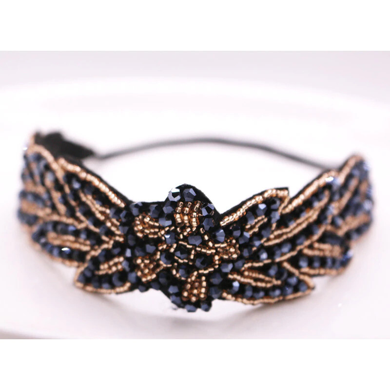 Ethnic Glass Beads Handmade Headband Pearl Rhinestone Customized Beaded Hairband For Women & Girls Hair Accessories