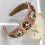 Baroque Rhinestone Headband Hairband for Women Girls Metal Bee Beads Flower Head Hair Accessories Baroque Rhinestone