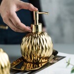 3pcs/set Bathroom Accessories Set Stainless Steel Tray Ceramics Hand Sanitizer Shampoo Shower Gel Bottle Toilet Soap