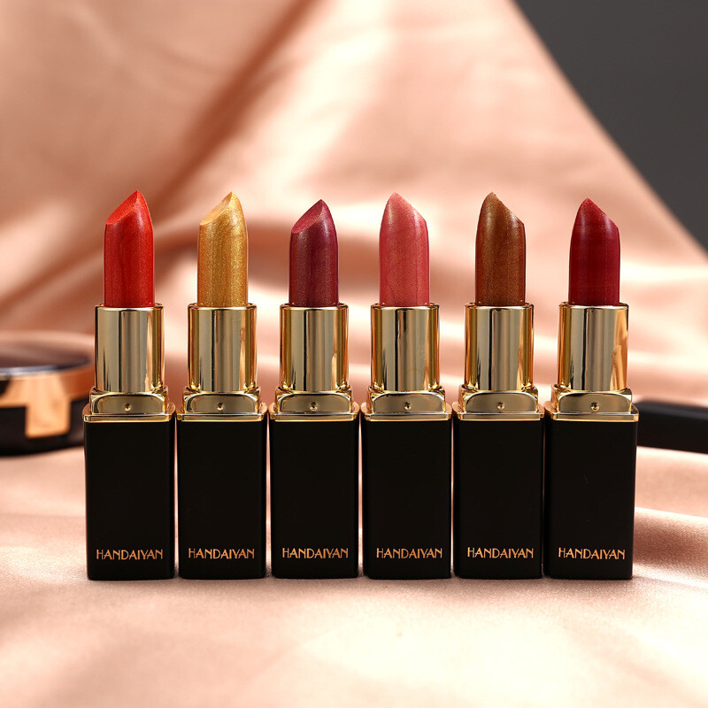 Handaiyan Waterproof Nude Glitter Lipstick Makeup Long Lasting Velvet Red Mermaid Sexy Shimmer Matte Lip Stick Cosmetic