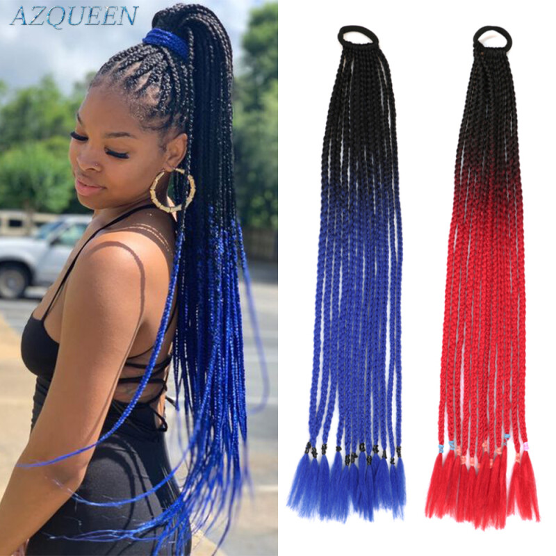 AZQUEEN Synthetic Braiding 24" Ponytail Hairpiece With Rubber Band Hair Ring Braided Chignon Hair Ponytail Hair