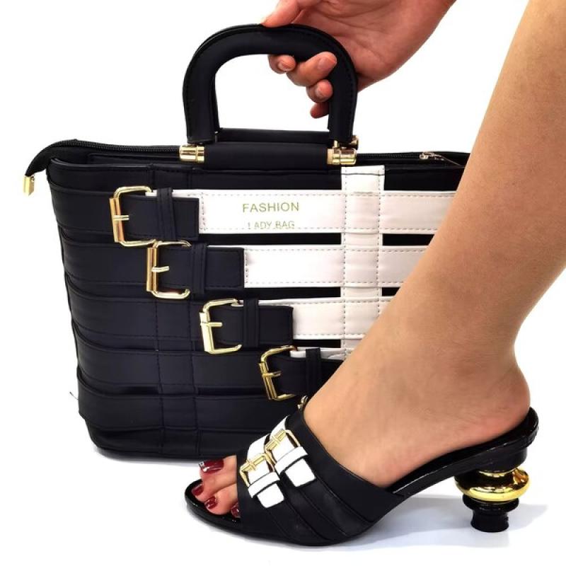 New Arrival Italian design Shoes with Matching Bags Set Decorated with Rhinestone  Women Shoes and Bags for Party Wedding.