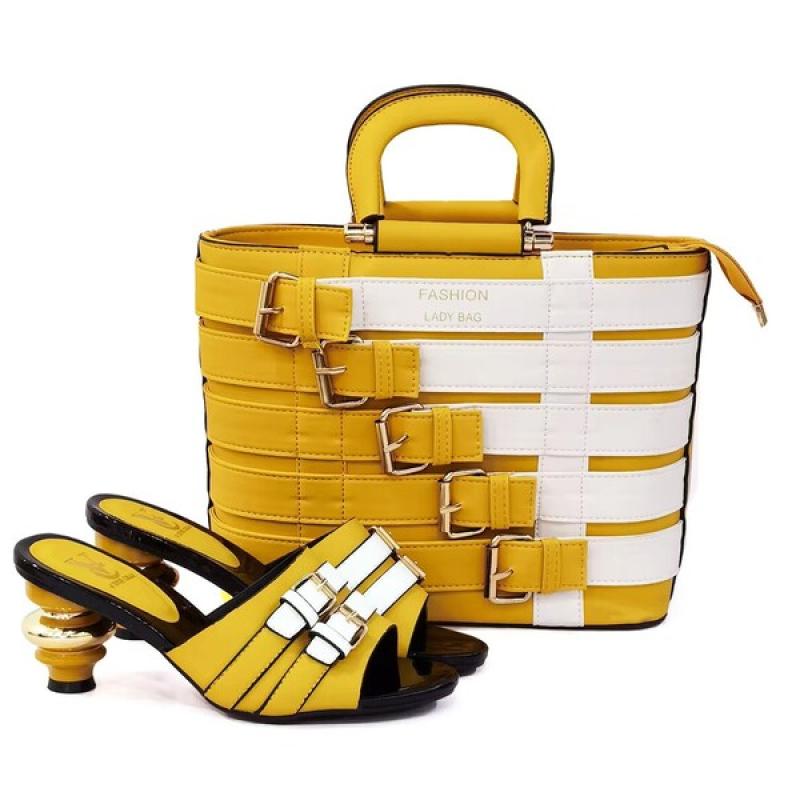 New Arrival Italian design Shoes with Matching Bags Set Decorated with Rhinestone  Women Shoes and Bags for Party Wedding.