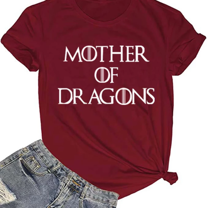 Mother Dragon Printed T-Shirt Graphic Women's T-Shirt Short Sleeve O-Neck T-Shirt