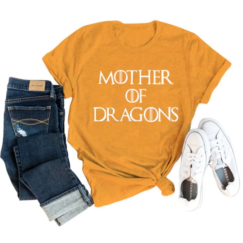 Mother Dragon Printed T-Shirt Graphic Women's T-Shirt Short Sleeve O-Neck T-Shirt
