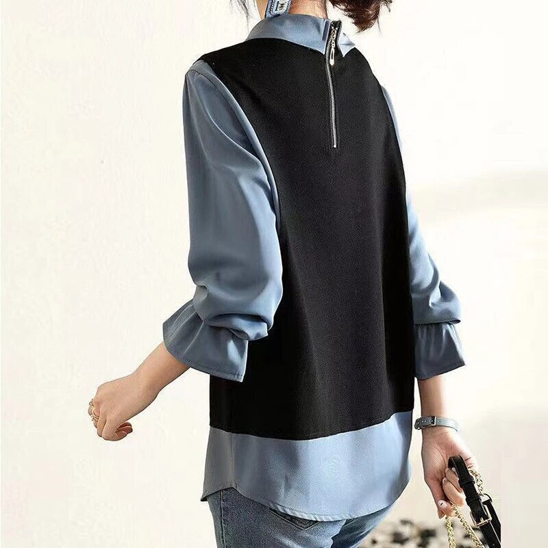 Autumn Korean Style Doll Collar Office Lady Women Tops Long Sleeve Thin Wild Shirt Blouse