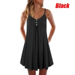 Oversized Women Long T Shirt Dress  Summer Sexy Spaghetti Strap Mini Black Dress