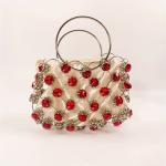 Fashion Metal Ring Elegant Luxury Handbag  New Light Luxury Fashion Handmade Beaded Weaving Bag.