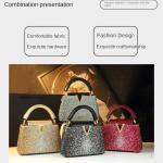 Luxury Fashion Diamonds Women's Handbags  New V Letter Small Shoulder Crossbody Bag Genuine Leather Messenger Shell Bags.