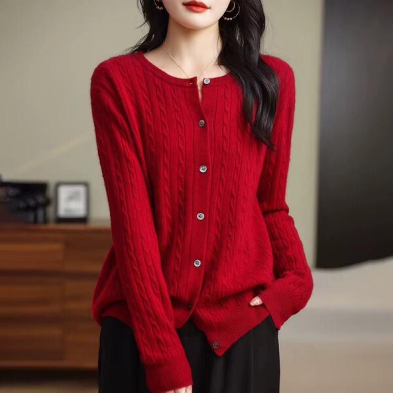 Women Cardigans Spring Autumn Winter Long Sleeve Knitted Sweaters O-neck Thick Warm Fashin Korean Cardigan Slim Fit Tops 2026.