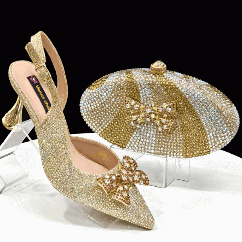 Venus Chan Italian Design Women's Shoes & Rhinestone Butterfly Bag – Perfect for Weddings & Bridal Accessories