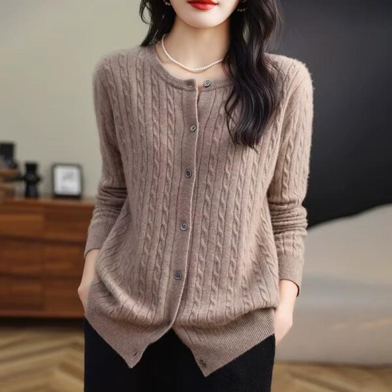 Women Cardigans Spring Autumn Winter Long Sleeve Knitted Sweaters O-neck Thick Warm Fashin Korean Cardigan Slim Fit Tops 2026.