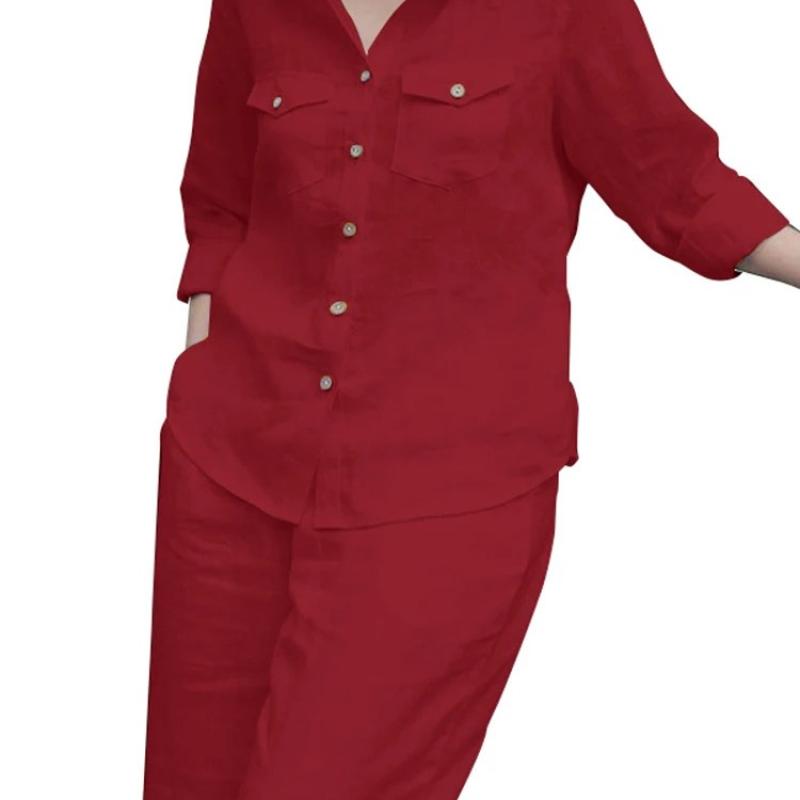 Elegant Women Autumn 2 Pieces Sets 2pcs Outfits Long Sleeve Shirt Loose Pants Sets 2025 ZANZEA Stylish Casual Solid OL Work Suit