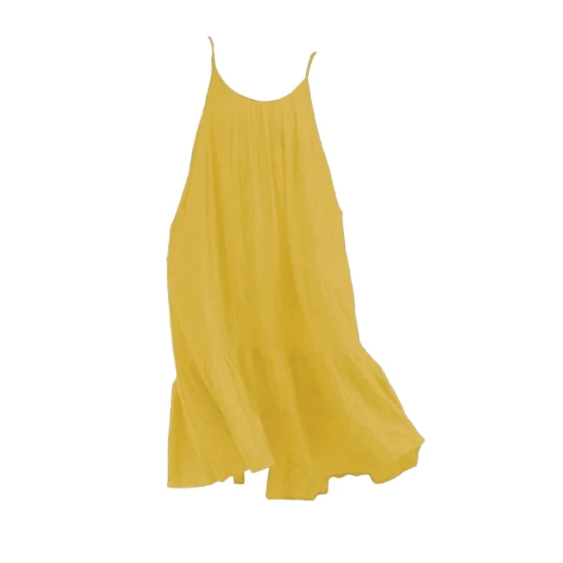 Summer Dress Loose Casual Women Sling Solid Color Dress for Sexy Vestidos Party