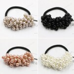 Women Hair Accessories Pearls Beads Headbands Ponytail Holder Girls Scrunchies Vintage Elastic Hair Bands