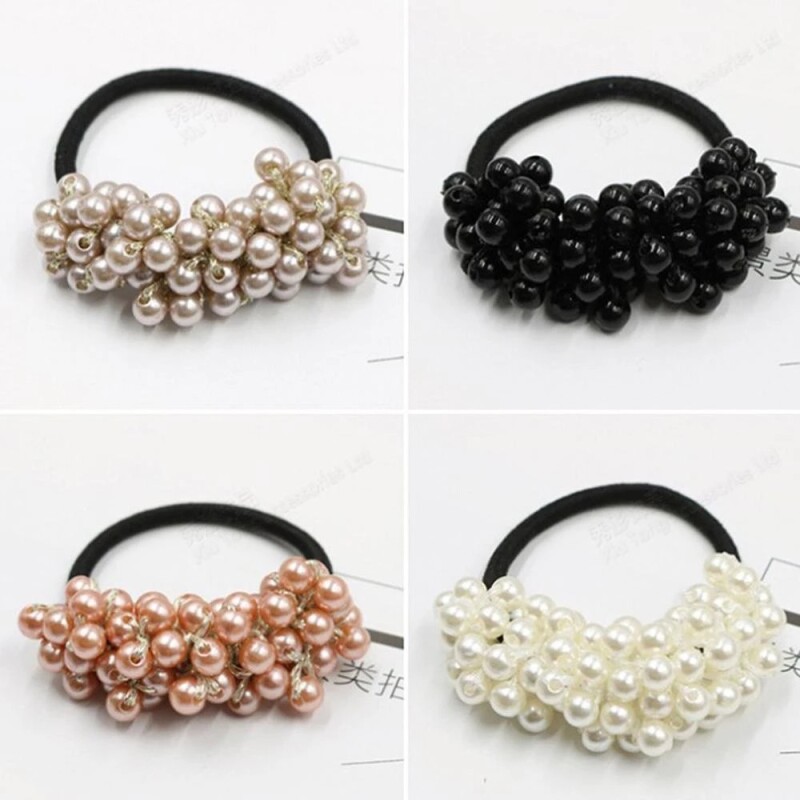 Women Hair Accessories Pearls Beads Headbands Ponytail Holder Girls Scrunchies Vintage Elastic Hair Bands