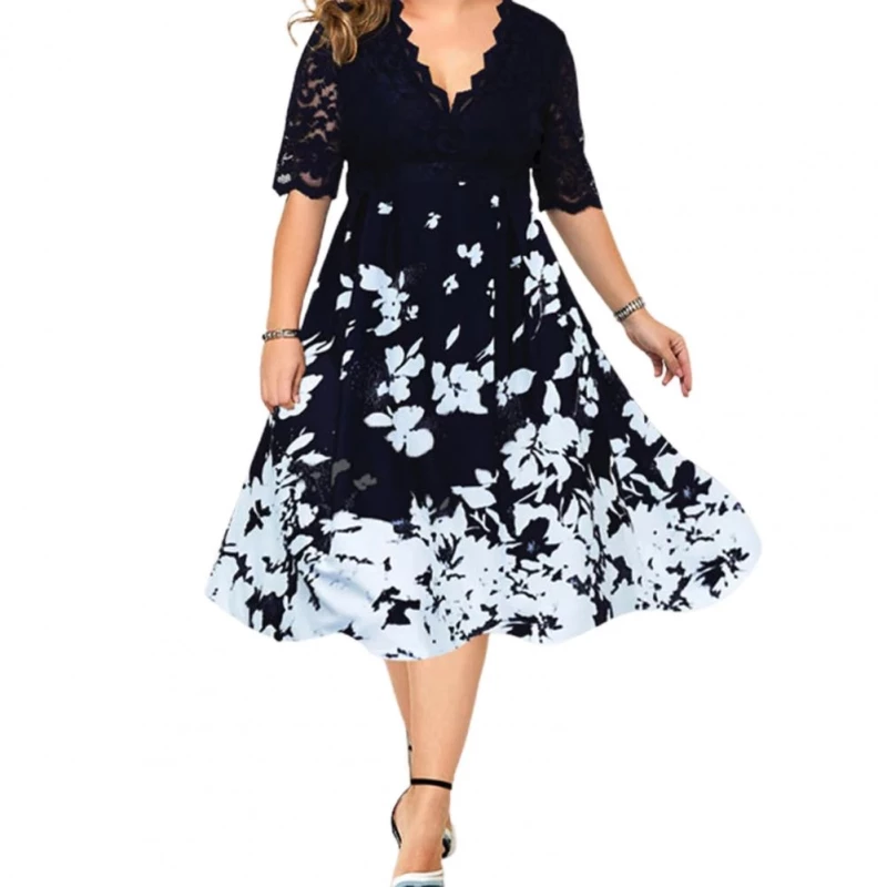 Women's  Summer Dress Evening Party Dresses  Patchwork Flower Elegant Casual Dress