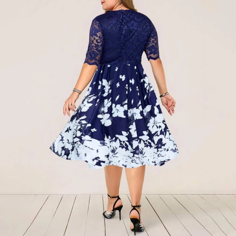 Women's  Summer Dress Evening Party Dresses  Patchwork Flower Elegant Casual Dress
