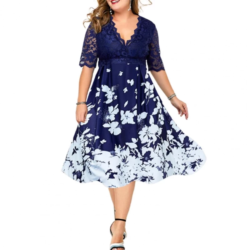 Women's  Summer Dress Evening Party Dresses  Patchwork Flower Elegant Casual Dress