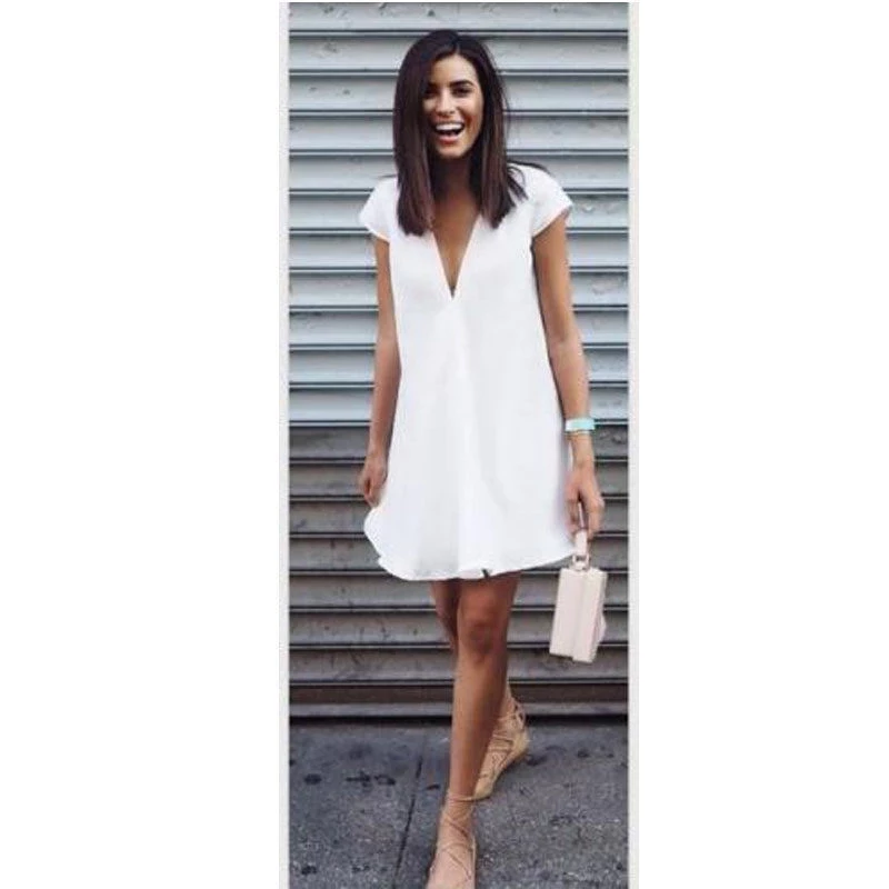 Women Short Sleeve Loose Mini Dress Ladies Summer Shirt DressPlus Size S-3XL